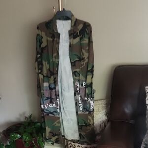 Camo Utility Long Jacket - Green Camouflage